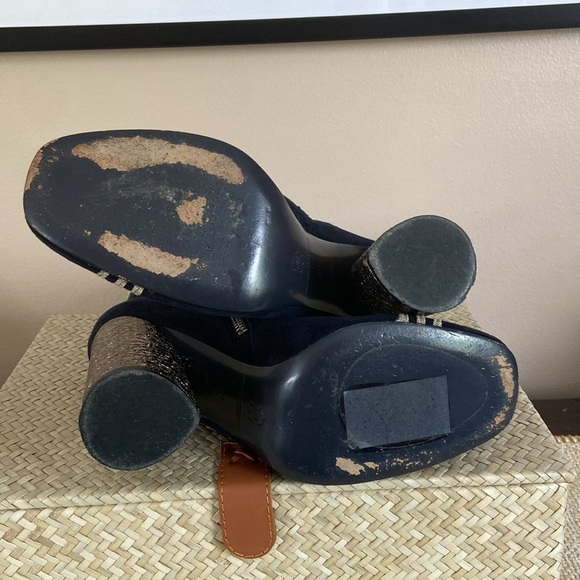 Tommy Hilfiger Collection - Navy Suede Boots with Gold Embellishments - Picture 11 of 13
